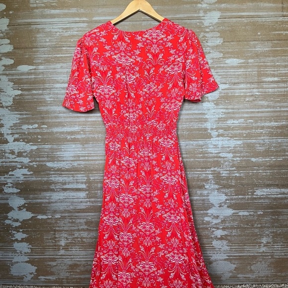 Anthropologie Abel the Label Strawberry Kisses V Neck Maxi Dress Boho Preppy - Picture 4 of 7